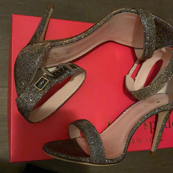 Kate Spade Bronze Lurex Isa Ankle Strap Heel - Picture 3 of 7